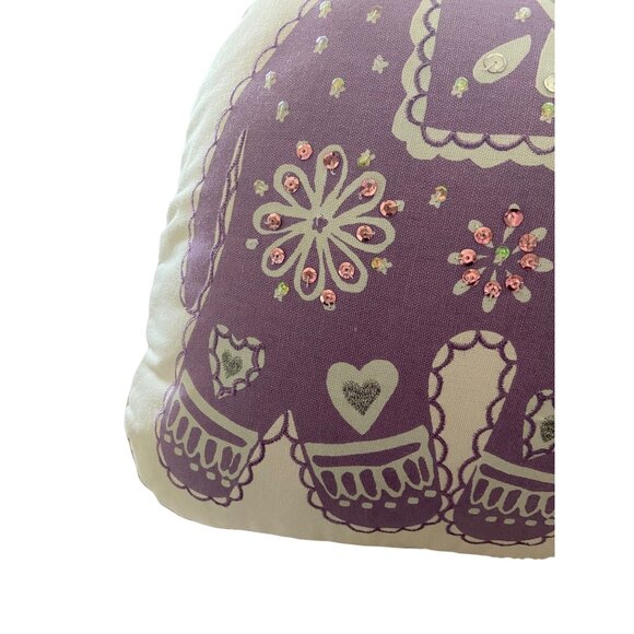 Pottery Barn Kids Purple Stella Elephant Pillow One Size Bohemian Sequins Whimsy - Picture 5 of 11